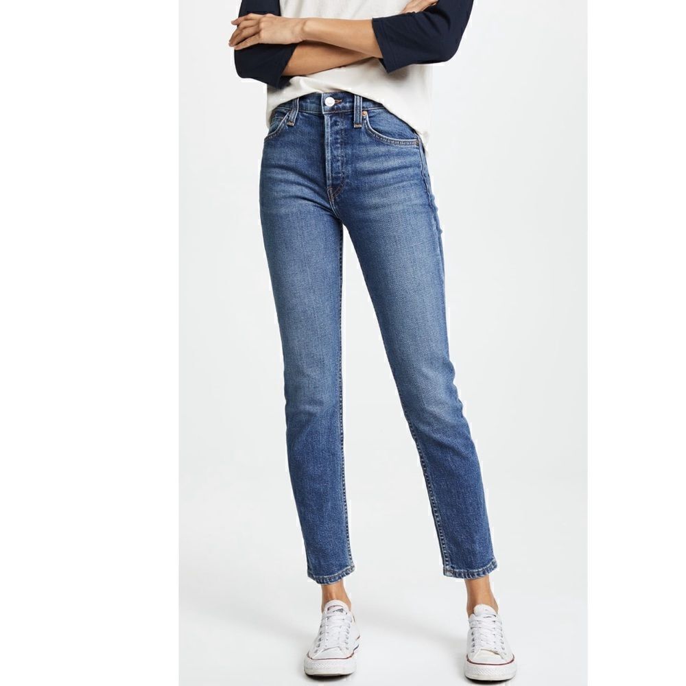 RE/DONE High Rise Comfort Stretch Ankle Crop Jeans Size 24